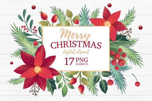 Christmas Winter Floral Clipart for Creative Projects