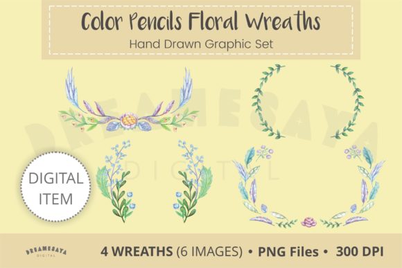 Discover the Charm of Color Pencil Floral Wreaths PNG Clip Art