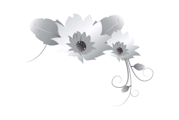 Elegant Grey Floral Flower Illustration