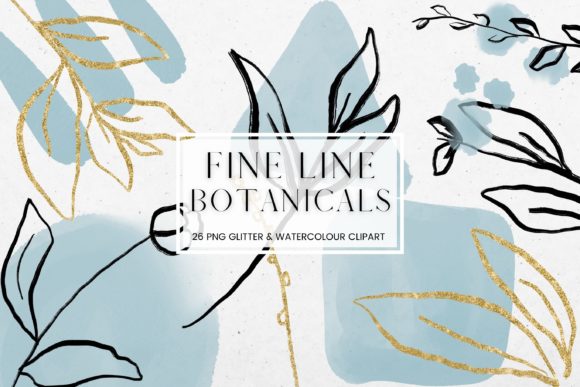 Enhance Your Creative Projects with Fine Line Floral, Blue Watercolour Clipart
