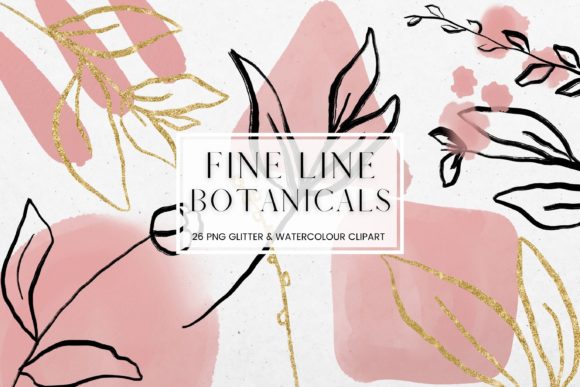 Enhance Your Designs with Fine Line Floral, Pink Watercolour