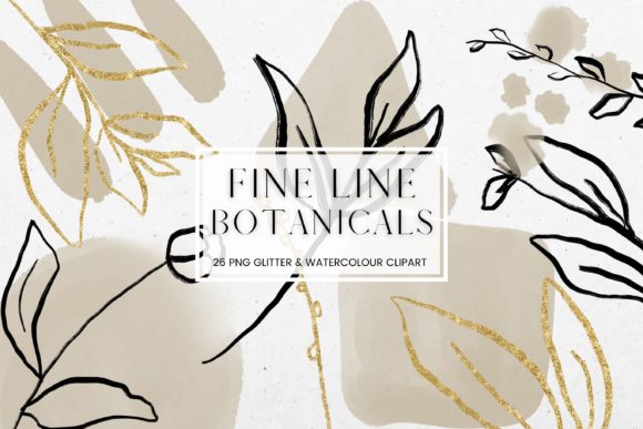 Enhancing Your Creative Projects with Fine Line Floral, Grey Watercolour Clipart