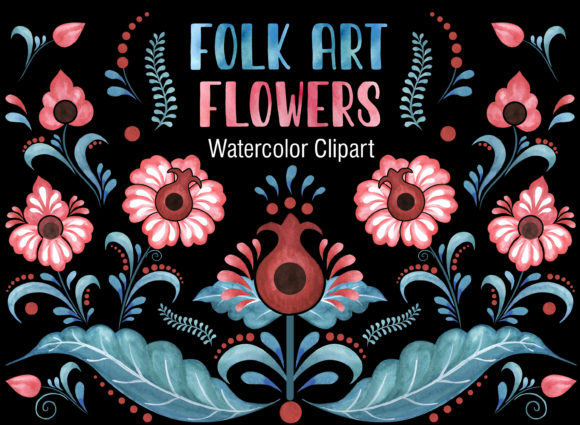 Folk Art Floral Watercolor Clipart: A Versatile Design Solution