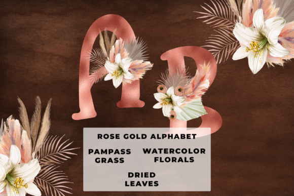 Rose Gold Boho Floral Alphabet: A Versatile Design Element for Creative Projects
