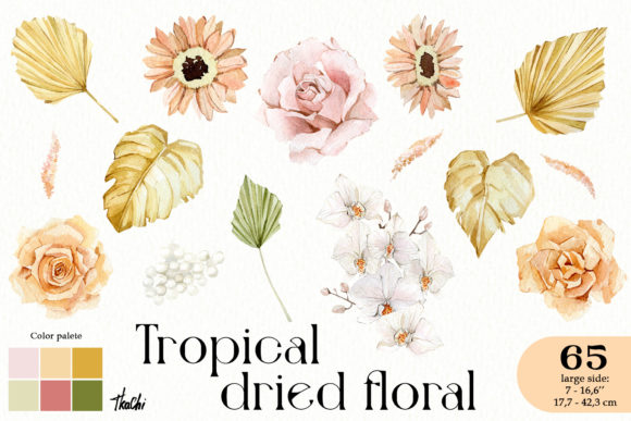Unleash Your Creativity with Watercolor Tropical Dried Floral Clipart