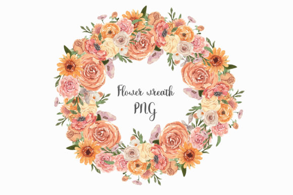 Watercolor Floral Wreath with Orange Flo: A Versatile Design Element